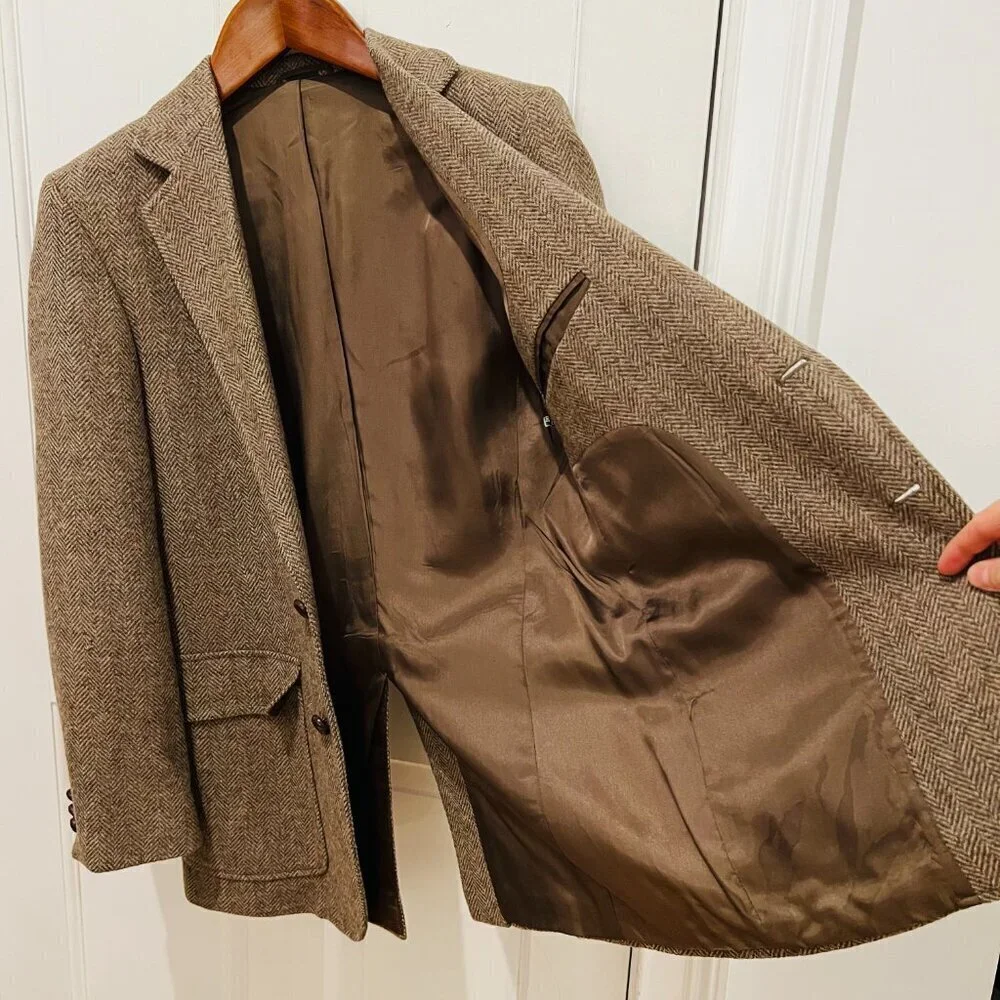 VTG Men’s Imperial By Haggar Wool Tweed Herringbone Blazer Jacket 38 R USA